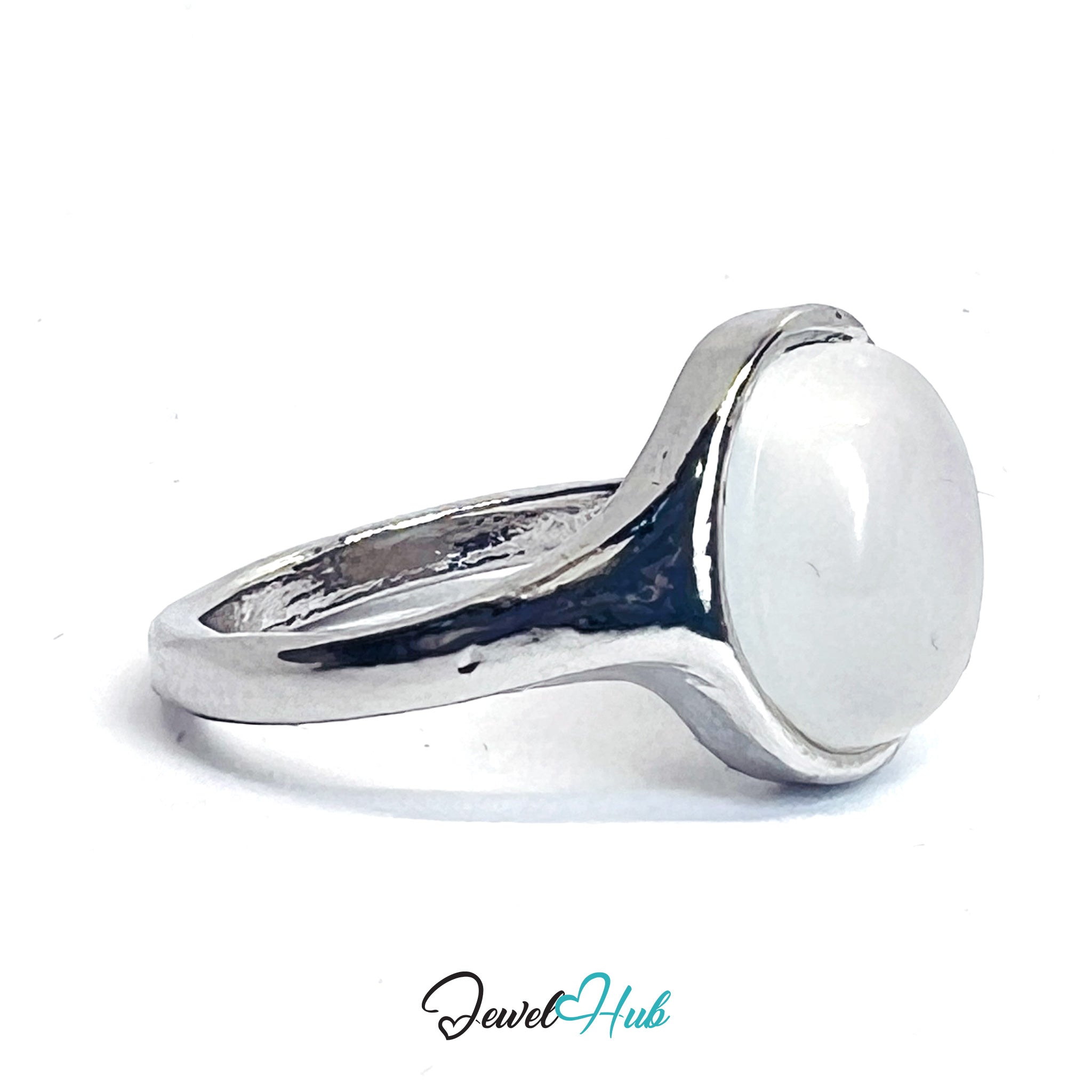 Zinc Alloy Silver‑Plated Moonstone‑Effect Resin Gem Ring – JKL