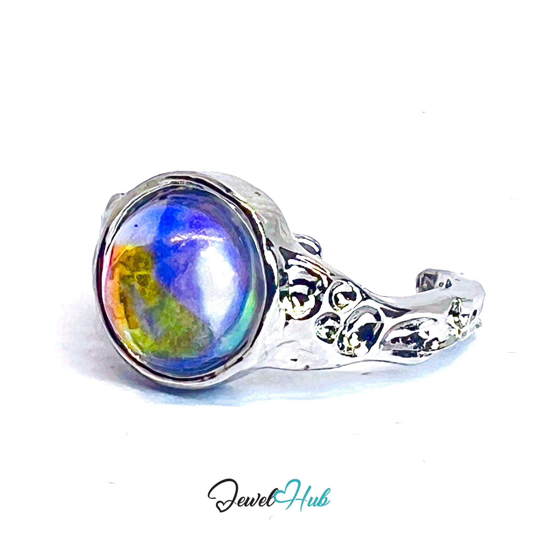 AB Resin Pinky Ring – Zinc Alloy Silver‑Plated Statement Band