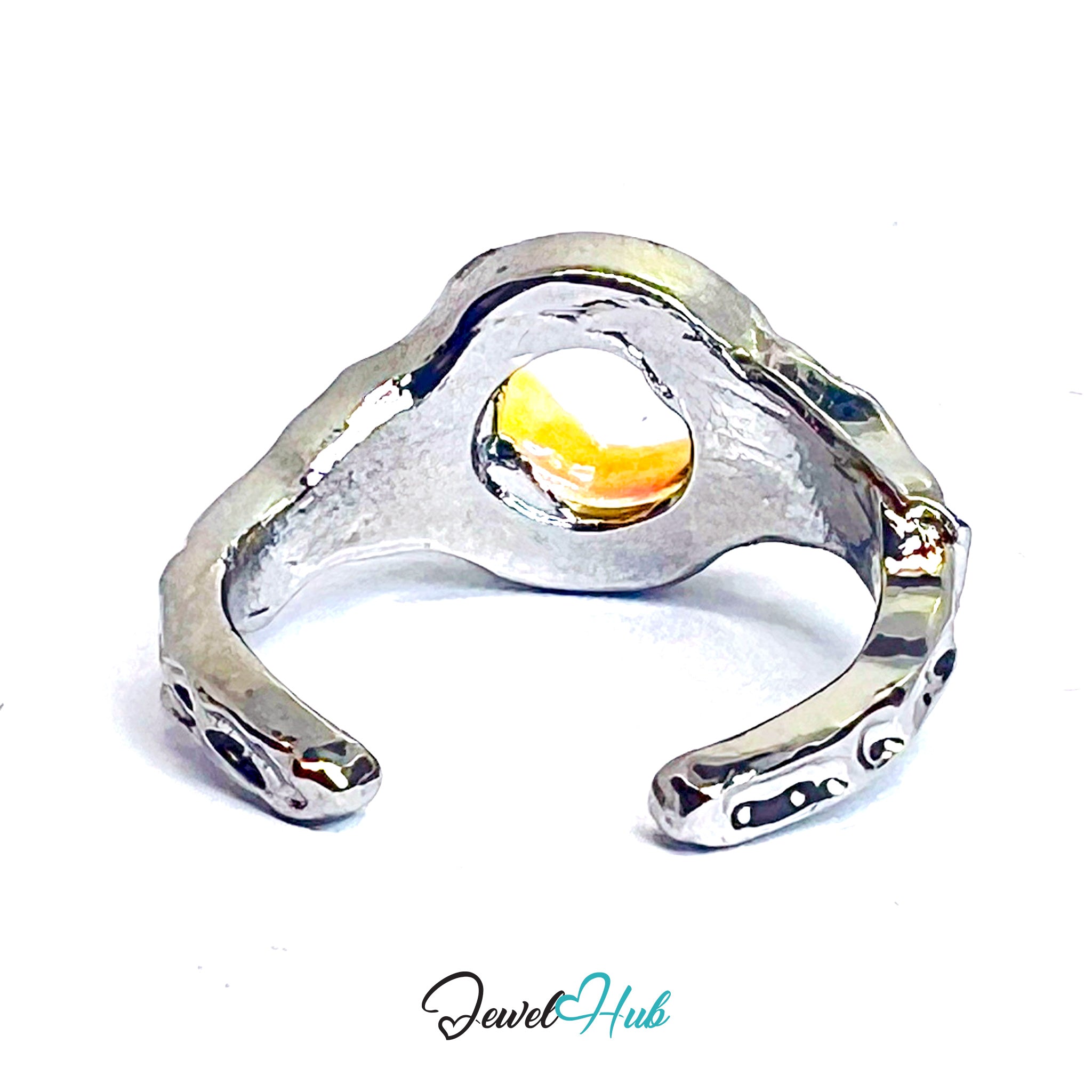AB Resin Pinky Ring – Zinc Alloy Silver‑Plated Statement Band