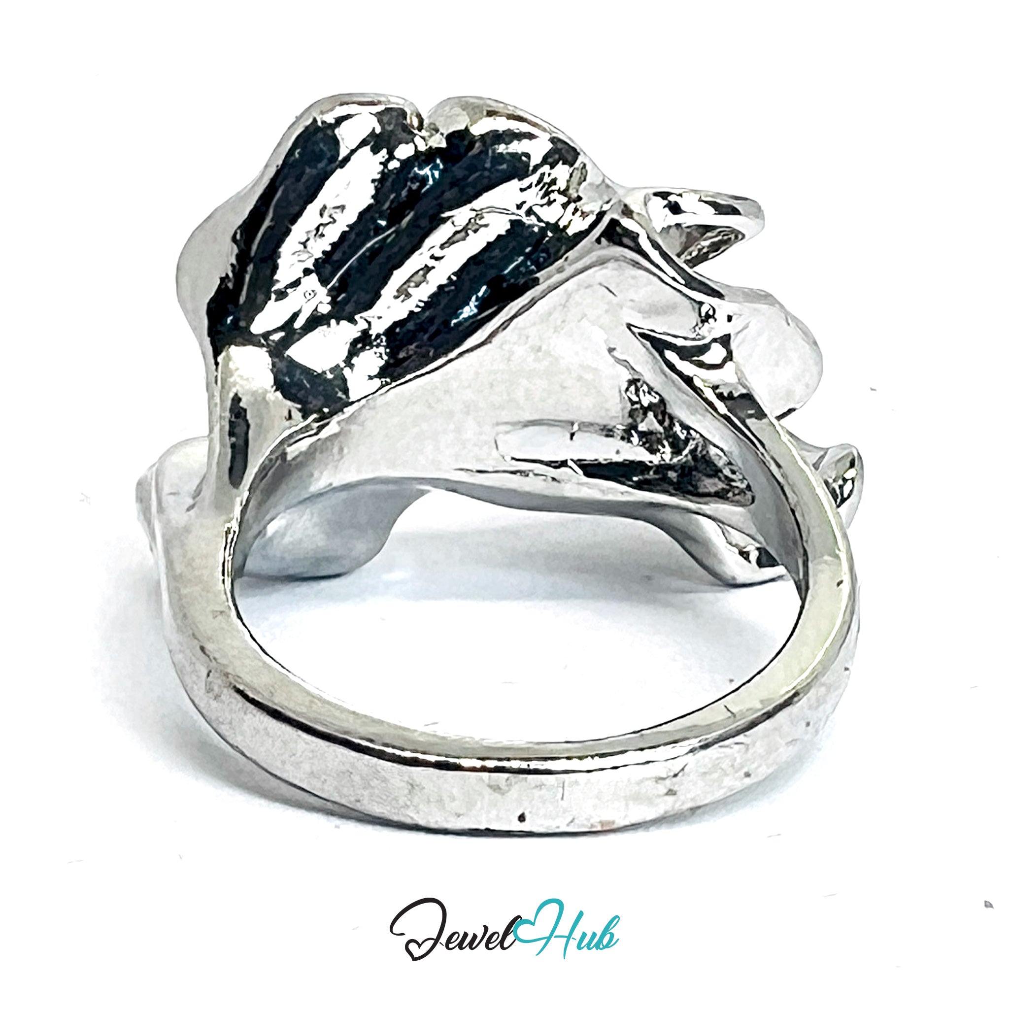 Zinc Alloy Silver‑Plated Sculptural Pearl Accent Ring