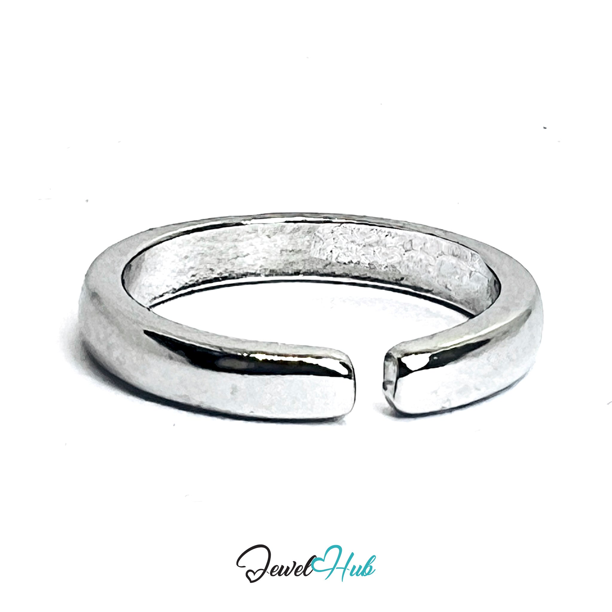Zinc Alloy Silver‑Plated Slim Open Band Ring – Pinky Ring