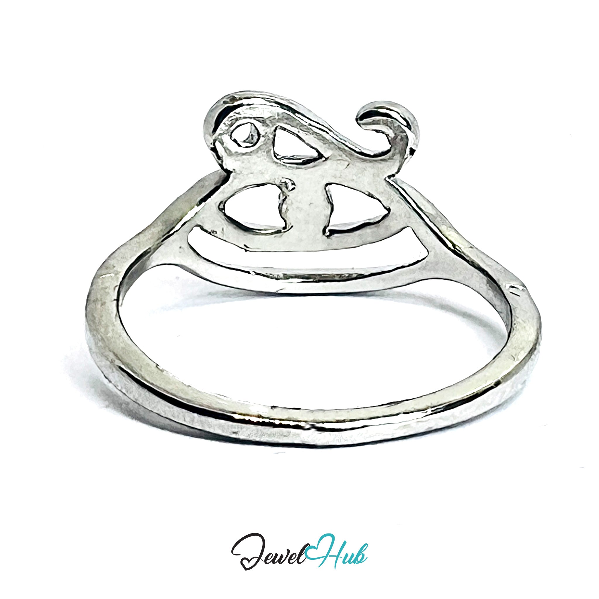 Zinc Alloy Silver‑Plated Abstract Eye Symbol Ring