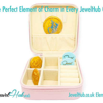 🎀 Pink Faux Leather Travel Jewelry Box — Velvet Lined · Compact · Zipper Closure CT