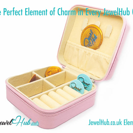 🎀 Pink Faux Leather Travel Jewelry Box — Velvet Lined · Compact · Zipper Closure CT