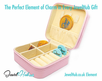 🎀 Pink Faux Leather Travel Jewelry Box — Velvet Lined · Compact · Zipper Closure