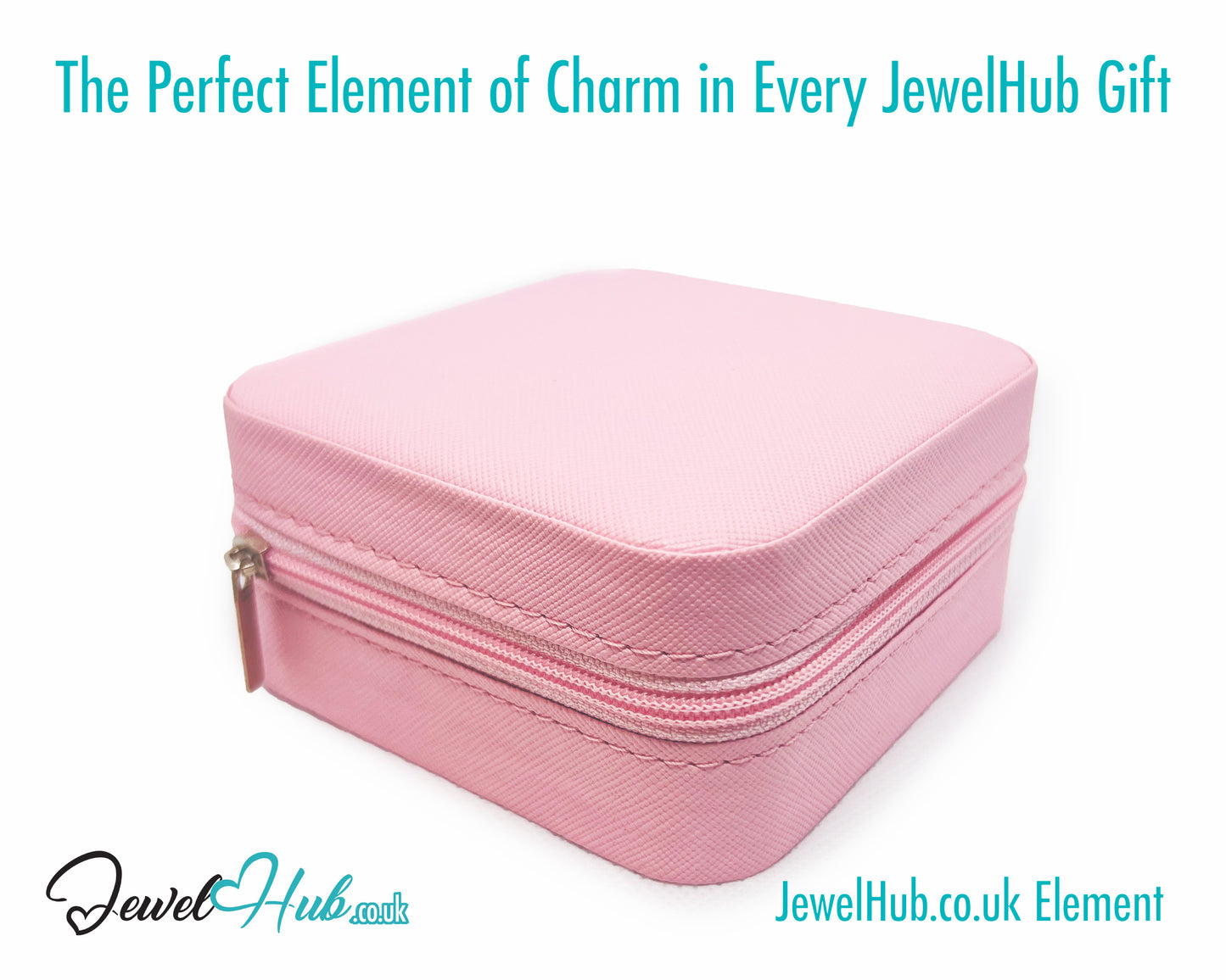 🎀 Pink Faux Leather Travel Jewelry Box — Velvet Lined · Compact · Zipper Closure