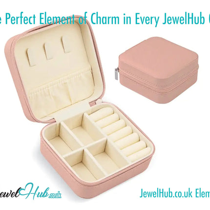 🎀 Pink Faux Leather Travel Jewelry Box — Velvet Lined · Compact · Zipper Closure CT