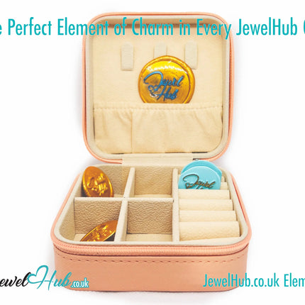 🧡 Orange Faux Leather Travel Jewelry Box — Compact · Velvet Interior · Zipper Closure CT