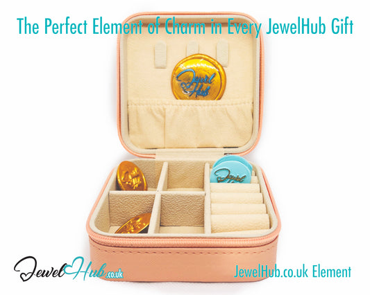 🧡 Orange Faux Leather Travel Jewelry Box — Compact · Velvet Interior · Zipper Closure