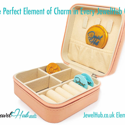 🧡 Orange Faux Leather Travel Jewelry Box — Compact · Velvet Interior · Zipper Closure CT