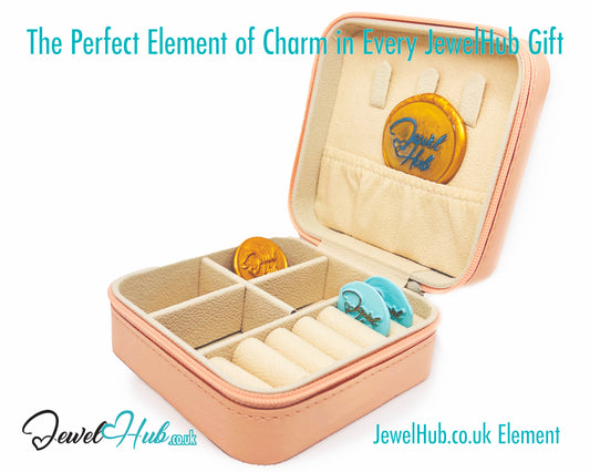 🧡 Orange Faux Leather Travel Jewelry Box — Compact · Velvet Interior · Zipper Closure