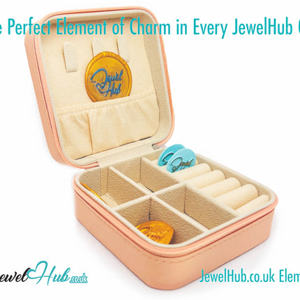 🧡 Orange Faux Leather Travel Jewelry Box — Compact · Velvet Interior · Zipper Closure CT