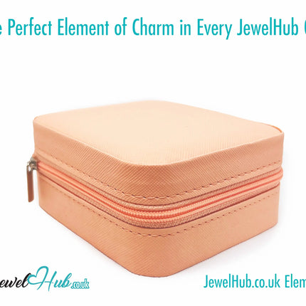 🧡 Orange Faux Leather Travel Jewelry Box — Compact · Velvet Interior · Zipper Closure CT