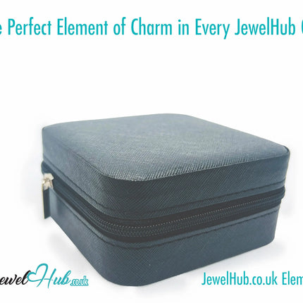 🖤 Black Faux Leather Travel Jewelry Box — Velvet Interior · Compact Design · Zipper Closure CT