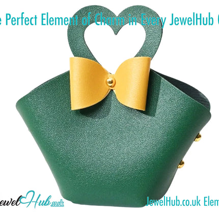Faux Leather Bowtie Display Tote (Olive Bloom & Satin Gold) – Jewellery Display & Gift Accent CT