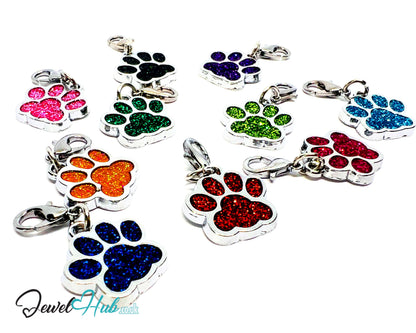 Glitter Dog Paw ID Tag – Zinc Alloy & Resin | JewelHub Engraved - JewelHub