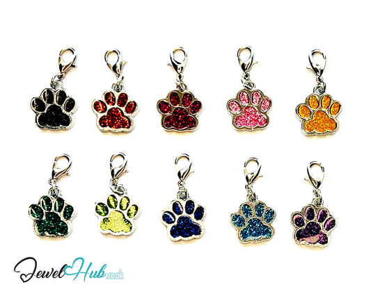 Glitter Dog Paw ID Tag – Zinc Alloy & Resin | JewelHub Engraved - JewelHub