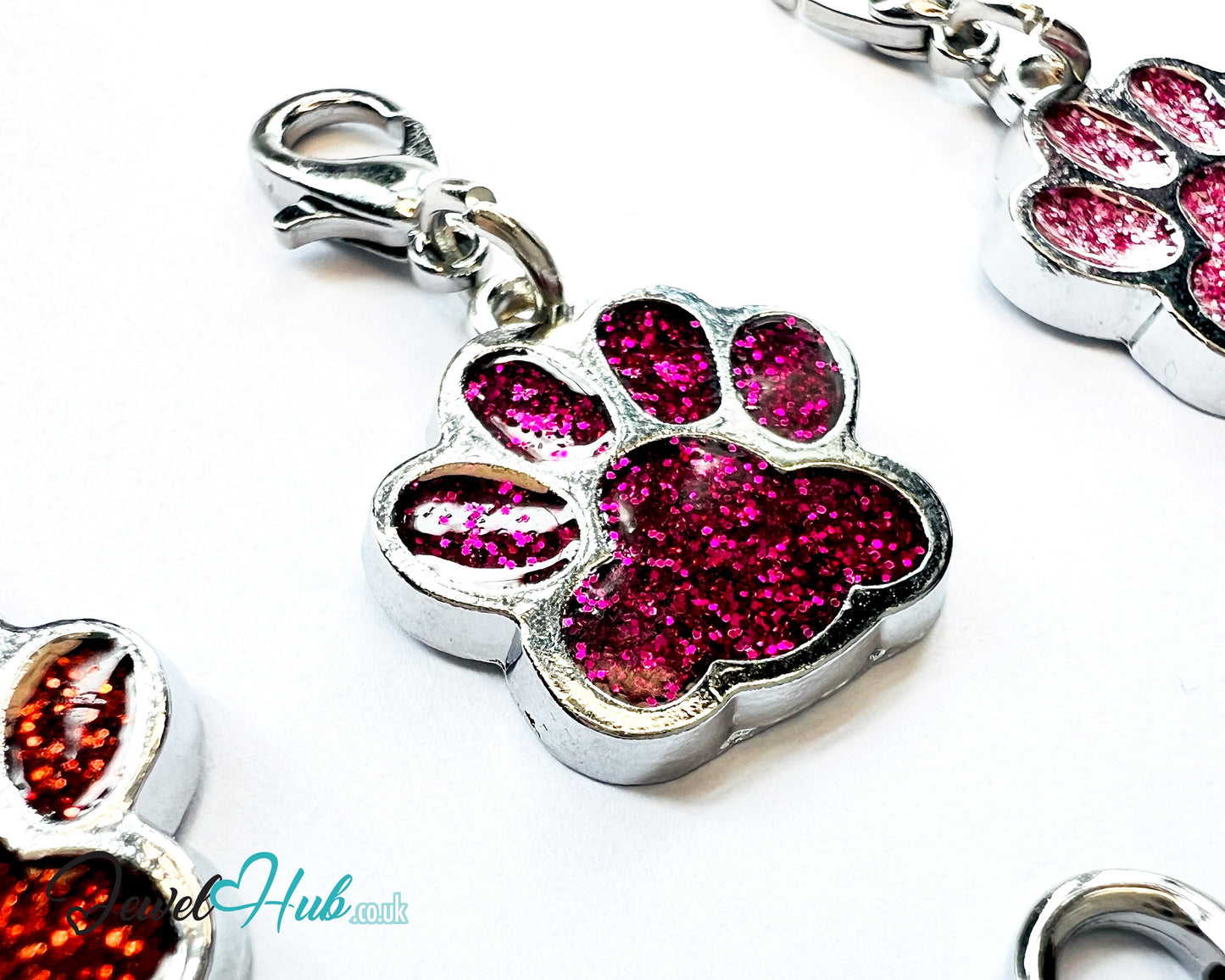 Glitter Dog Paw ID Tag – Zinc Alloy & Resin | JewelHub Engraved - JewelHub