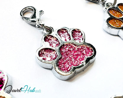 Glitter Dog Paw ID Tag – Zinc Alloy & Resin | JewelHub Engraved - JewelHub