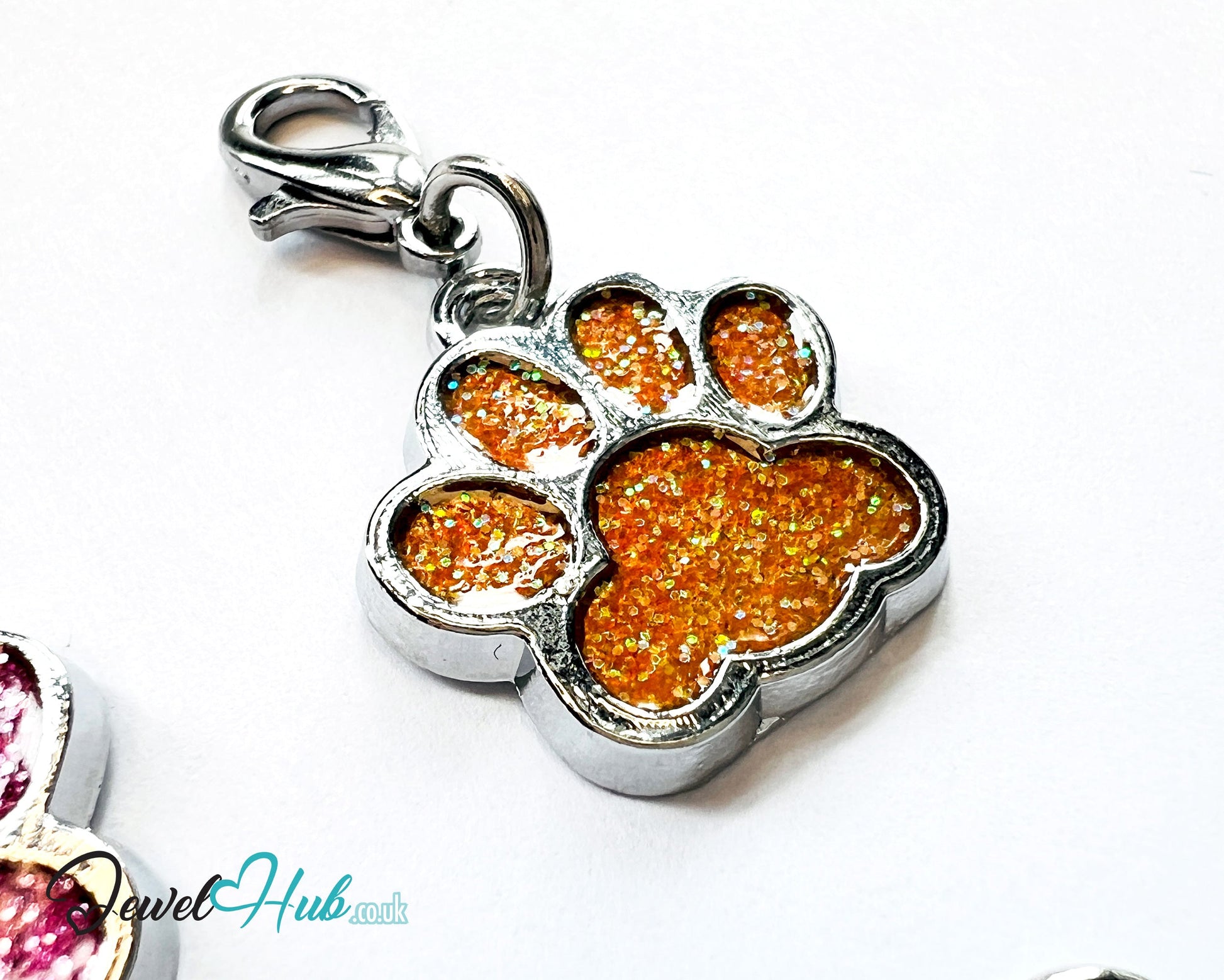 Glitter Dog Paw ID Tag – Zinc Alloy & Resin | JewelHub Engraved - JewelHub