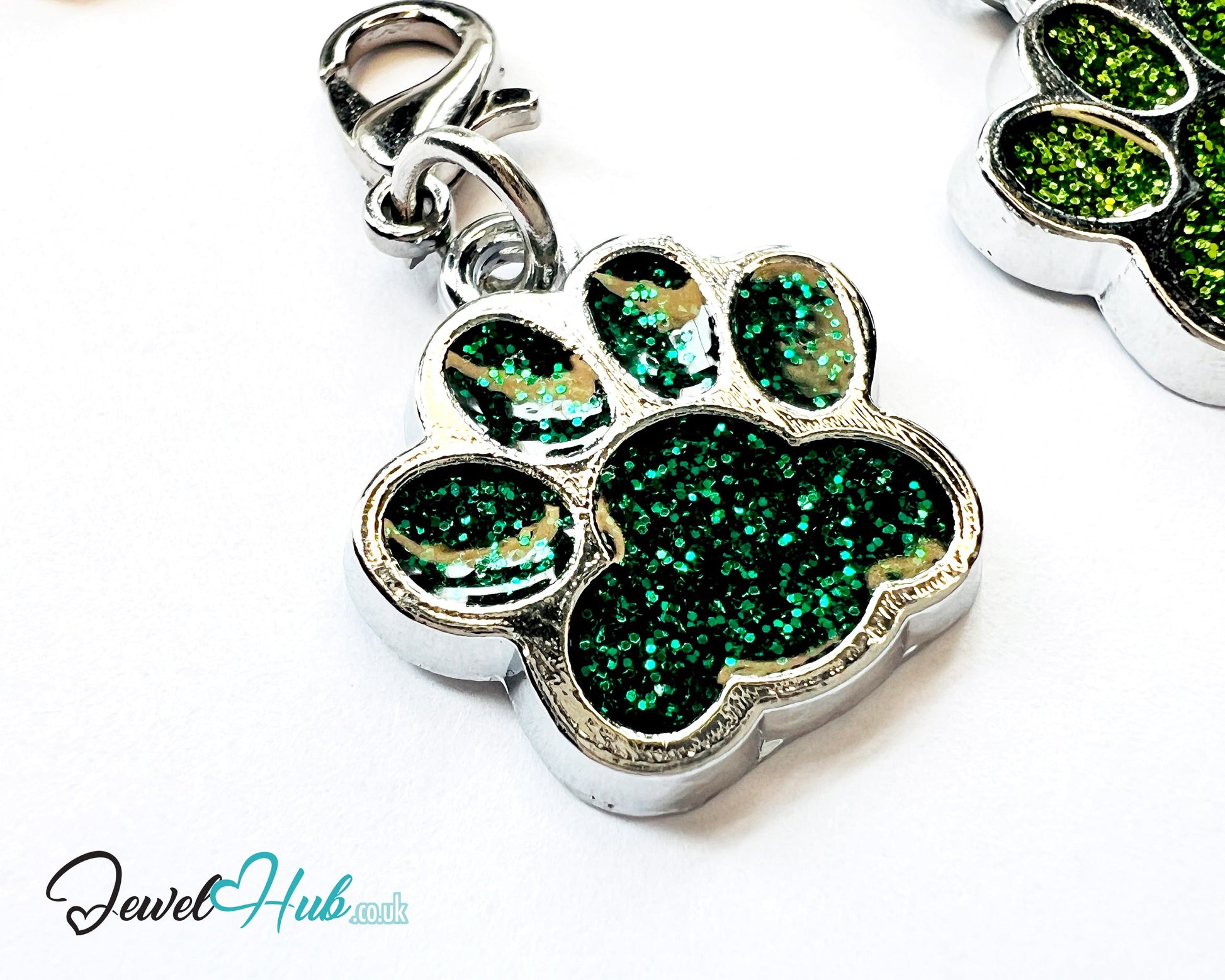 Glitter Dog Paw ID Tag – Zinc Alloy & Resin | JewelHub Engraved - JewelHub