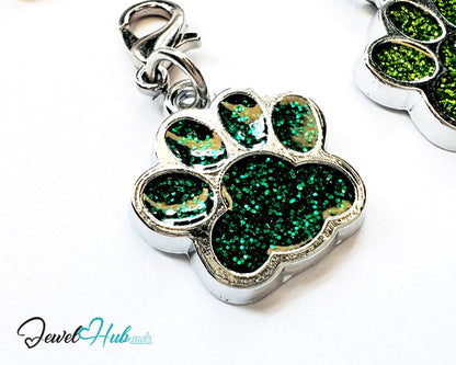 Glitter Dog Paw ID Tag – Zinc Alloy & Resin | JewelHub Engraved - JewelHub