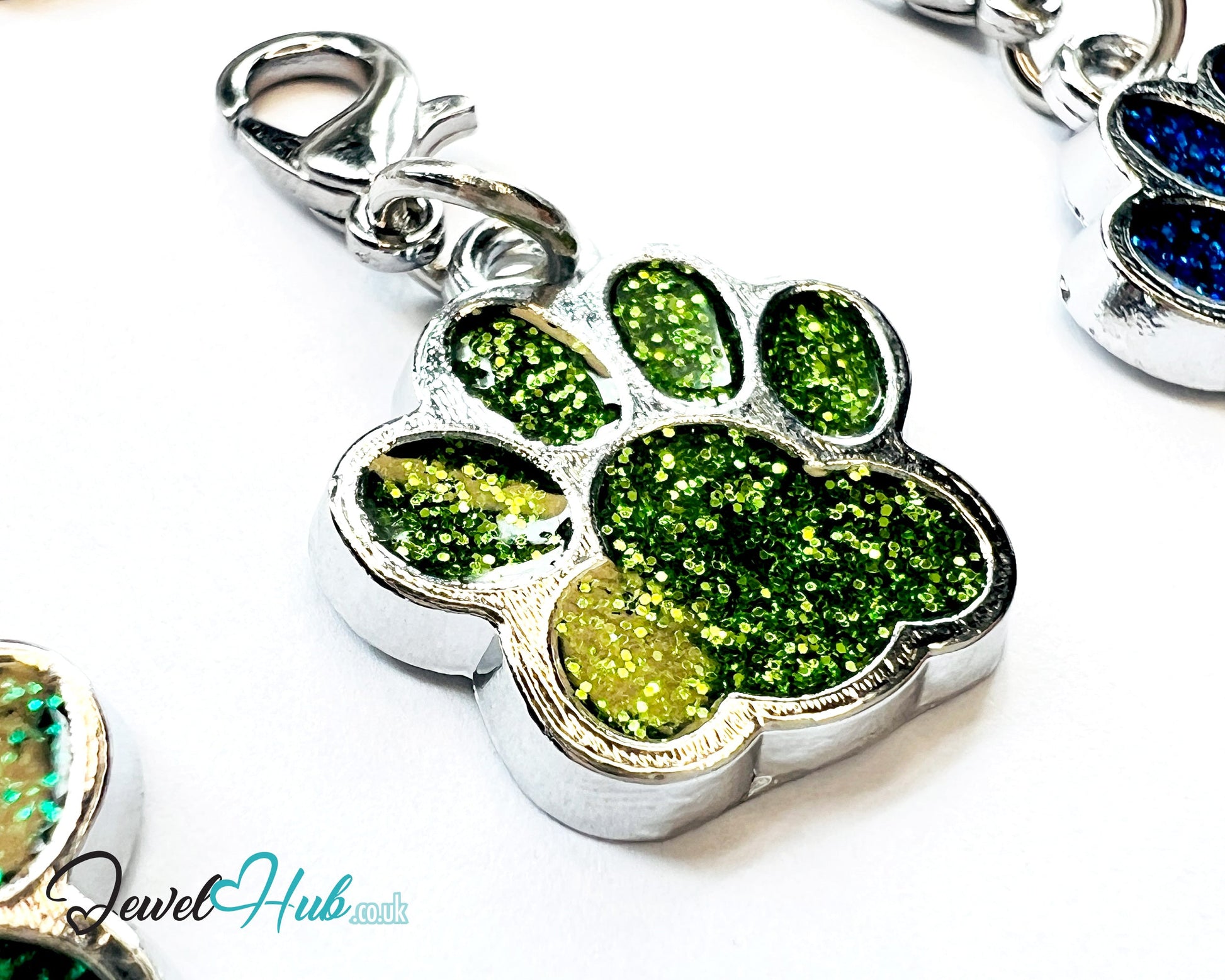 Glitter Dog Paw ID Tag – Zinc Alloy & Resin | JewelHub Engraved - JewelHub