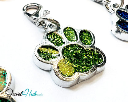 Glitter Dog Paw ID Tag – Zinc Alloy & Resin | JewelHub Engraved - JewelHub