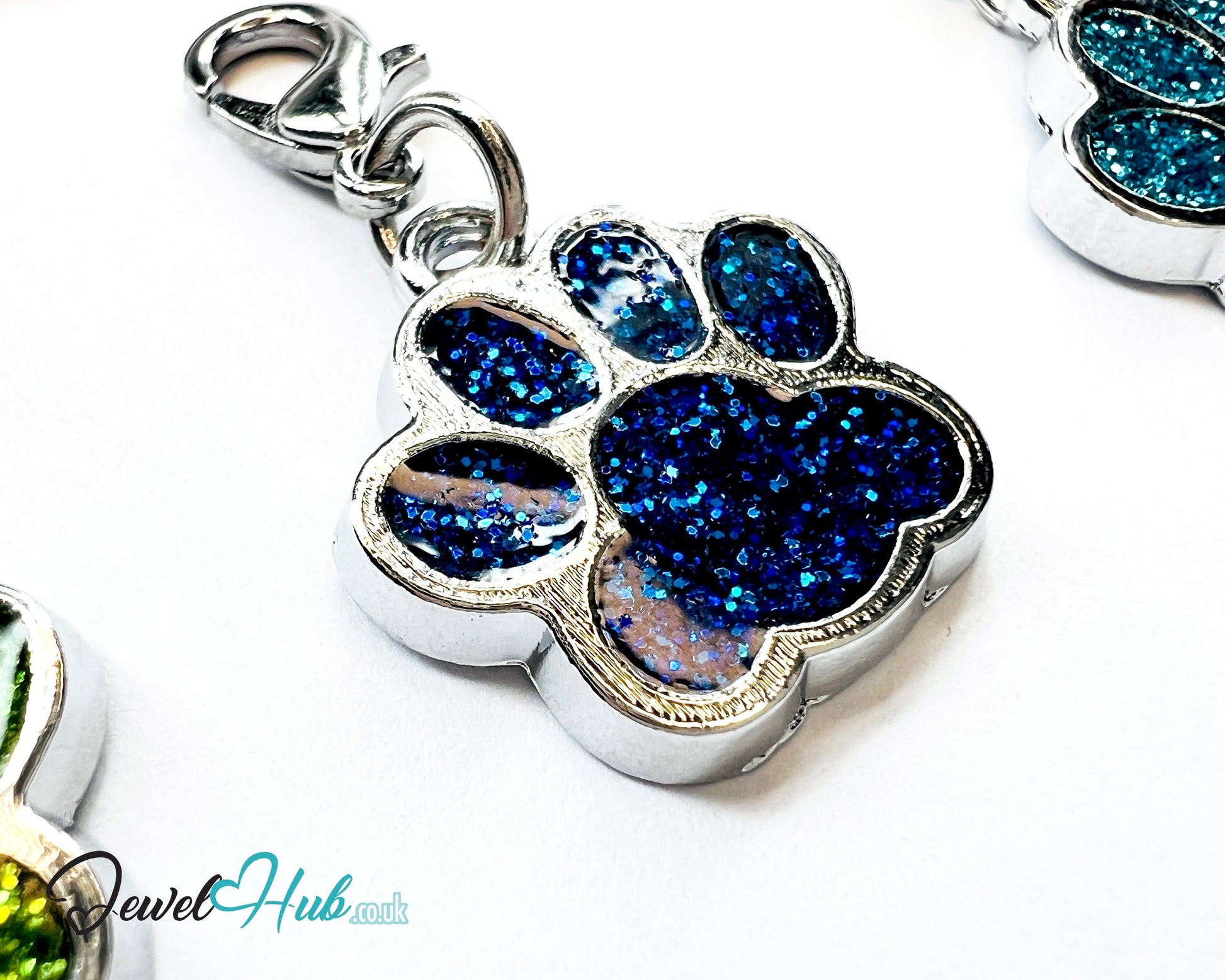 Glitter Dog Paw ID Tag – Zinc Alloy & Resin | JewelHub Engraved - JewelHub