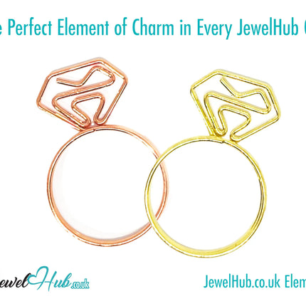 Diamond Ring Paper Clips · Iron Duo · Gold & Rose Gold · Quirky Gift Charm · Bestseller Combo CT