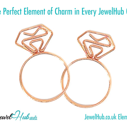 Diamond Ring Paper Clips · Iron Duo · Gold & Rose Gold · Quirky Gift Charm · Bestseller Combo CT
