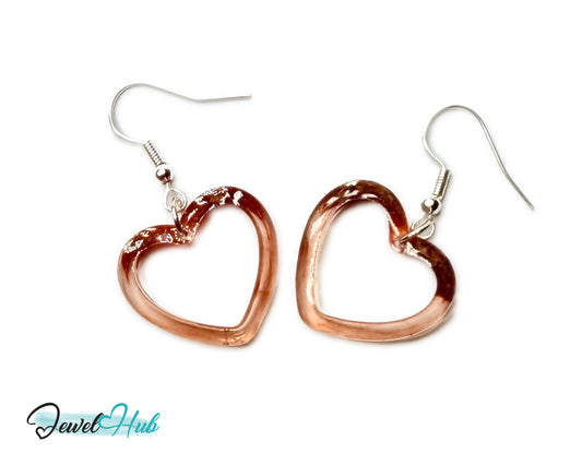 Brown Sugar Glow Mocha Fade Heart Resin Earrings