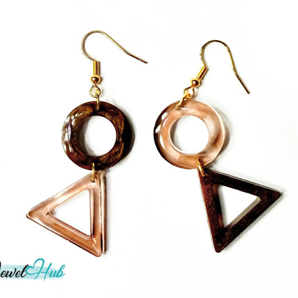 Mocha Fade Triangle and Circle Resin Earrings EM