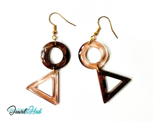Mocha Fade Triangle and Circle Resin Earrings