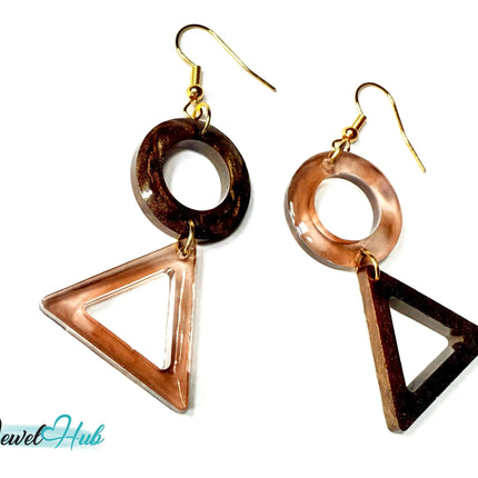 Mocha Fade Triangle and Circle Resin Earrings EM