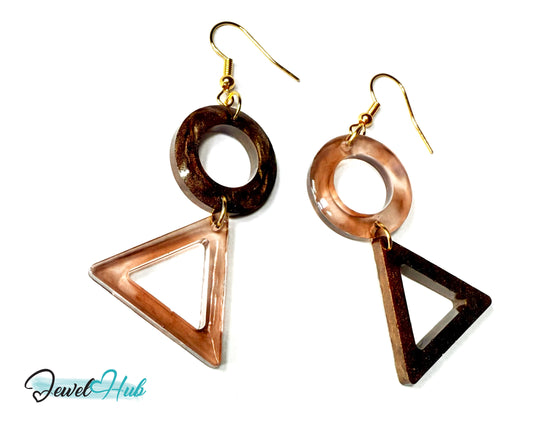 Mocha Fade Triangle and Circle Resin Earrings