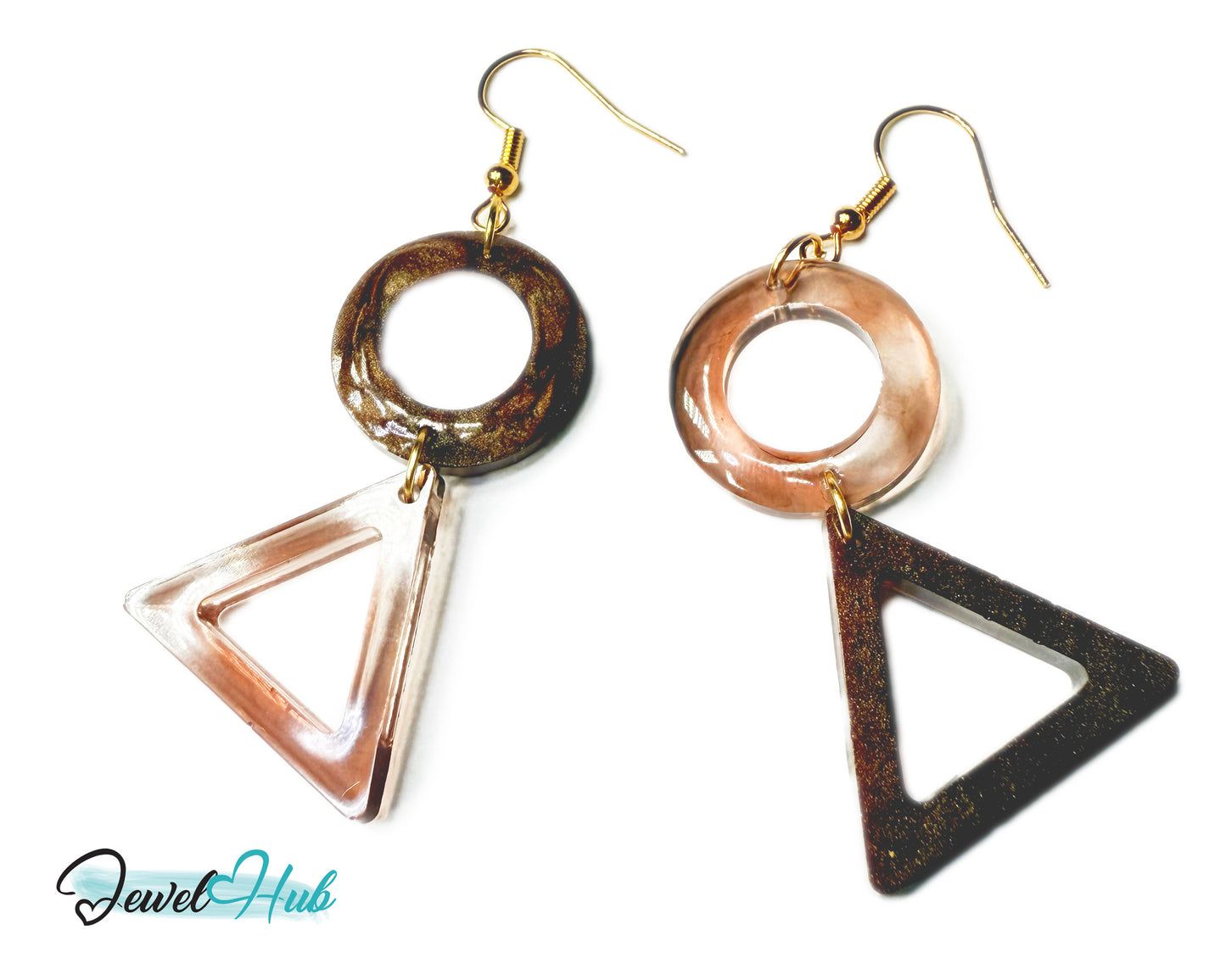 Mocha Fade Triangle and Circle Resin Earrings