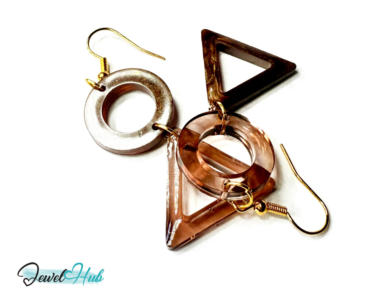 Mocha Fade Triangle and Circle Resin Earrings