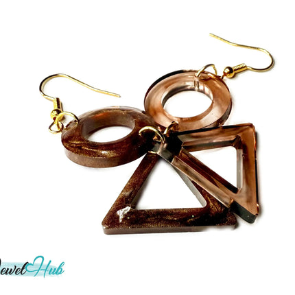 Mocha Fade Triangle and Circle Resin Earrings EM