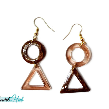 Mocha Fade Triangle and Circle Resin Earrings EM
