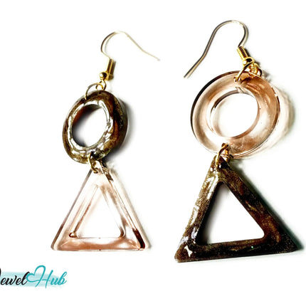 Mocha Fade Triangle and Circle Resin Earrings EM