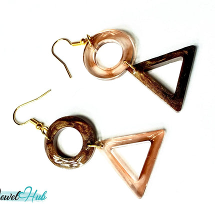 Mocha Fade Triangle and Circle Resin Earrings EM