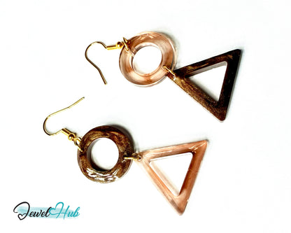 Mocha Fade Triangle and Circle Resin Earrings