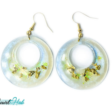 Milky Glow Golden Frost Glitter Resin Earrings EM