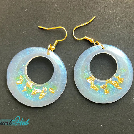 Milky Glow Golden Frost Glitter Resin Earrings EM