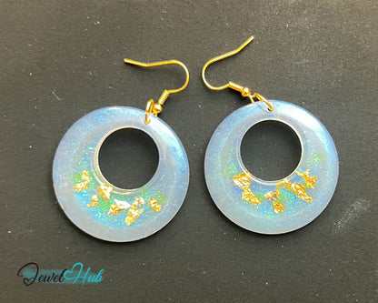 Milky Glow Golden Frost Glitter Resin Earrings