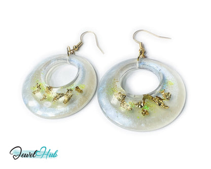 Milky Glow Golden Frost Glitter Resin Earrings
