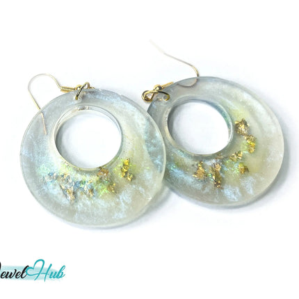 Milky Glow Golden Frost Glitter Resin Earrings EM