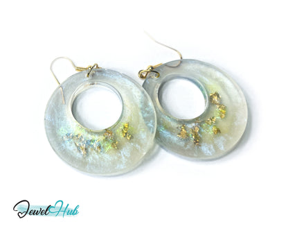 Milky Glow Golden Frost Glitter Resin Earrings
