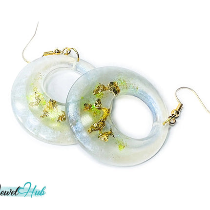 Milky Glow Golden Frost Glitter Resin Earrings EM